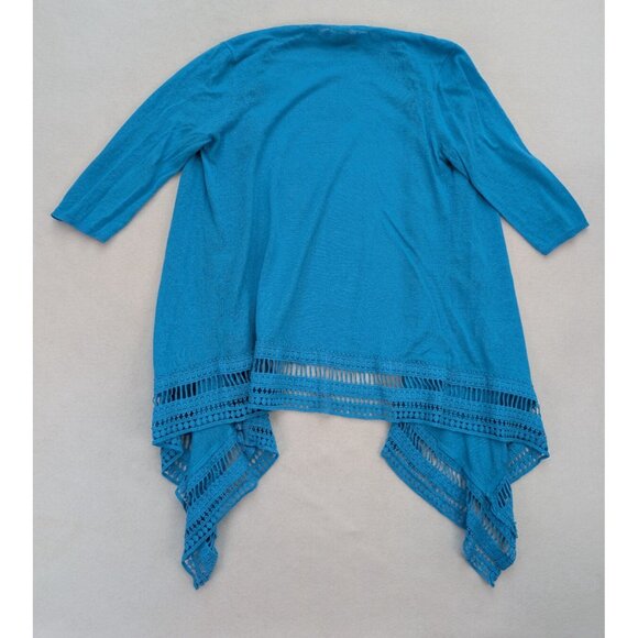 Chico's Women's Linen Blend Sweater Size 1P MP Turquoise Blue Light Cardigan - Picture 13 of 13